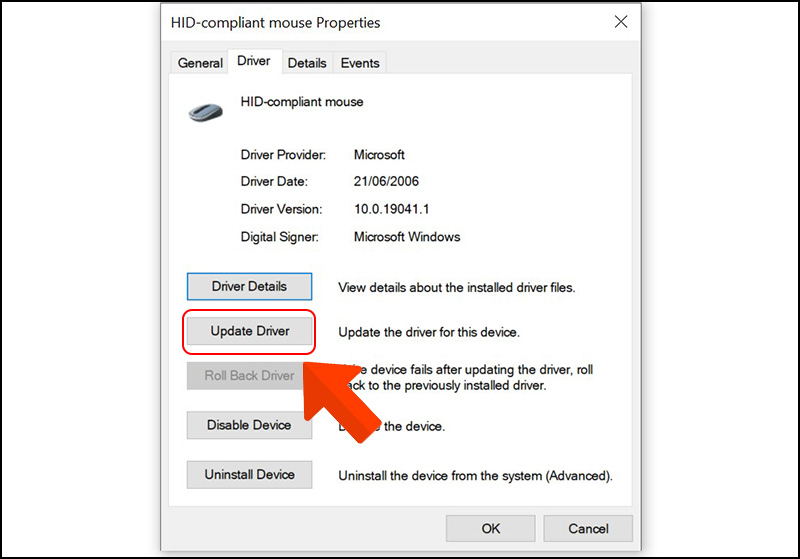 Chọn Update Driver